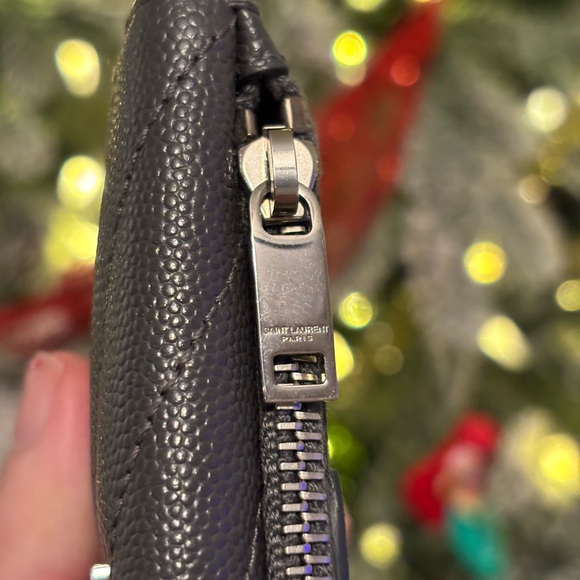 Saint Laurent YSL Dark Gray Quilted Leather Card Holder Flap Wallet NEW W/ COA - Picture 7 of 14